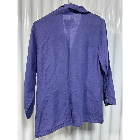 Flax Women's 3/4 Sleeves Button Down Top Linen Lightweight Purple Size Small - Picture 4 of 4